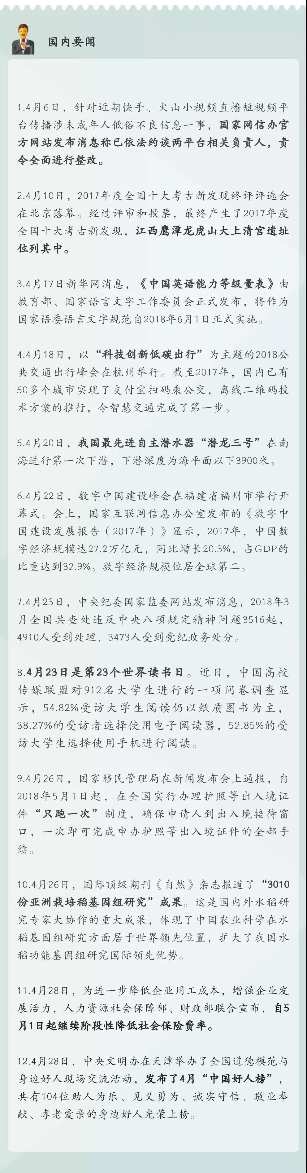 中考时事政治必考!2018国内外大事记