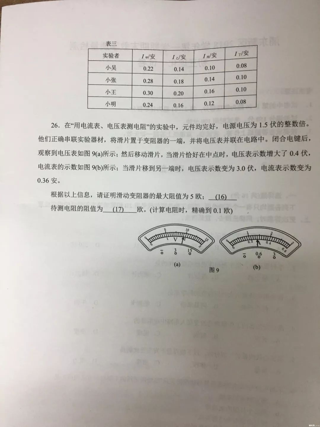 2019届初三浦东一模物理卷解析